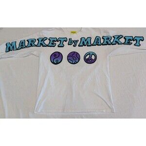 Market By Market Peace Sign Puff Print AOP Long Sleeve T Shirt Adult Size XL